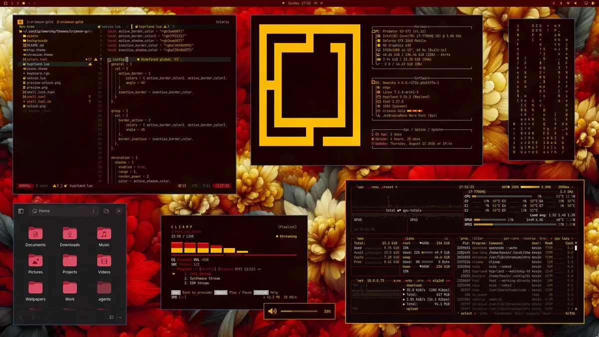 Crimson Gold theme screenshot